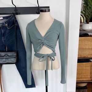 Urban Outfitters Teal Twist-Front Blouse